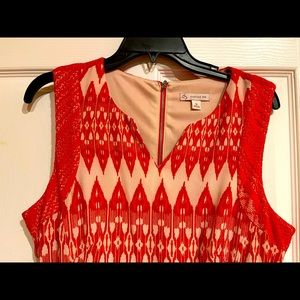 Dressbarn Red Ikkat print sleeveless dress!